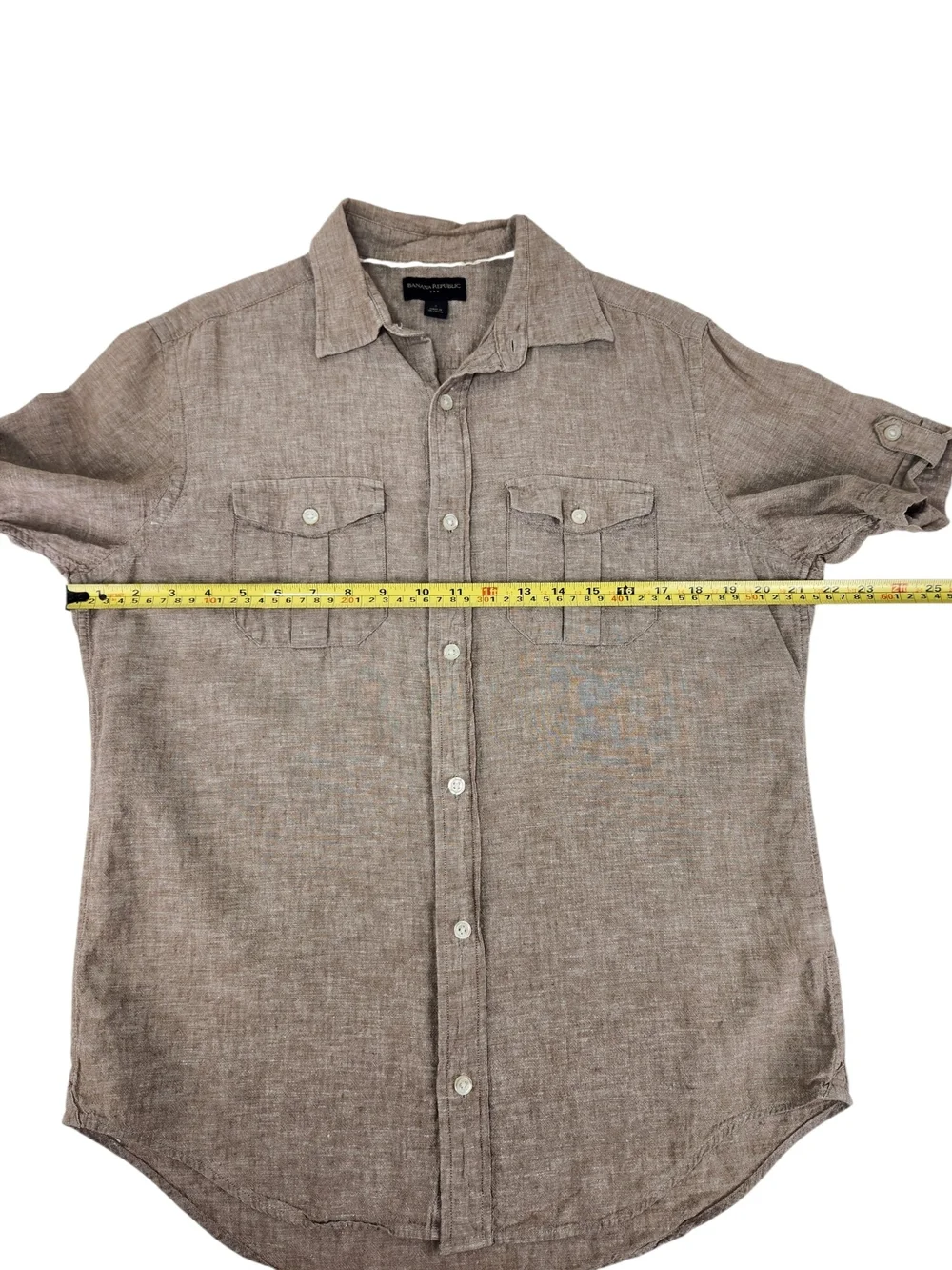 Banana Republic Men's Linen Cotton Button Up Shirt Small Safari Utility Pockets